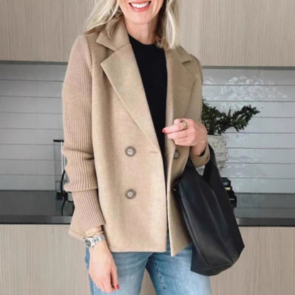Veste Élégante – Double Boutonnage & Manches Tricotées