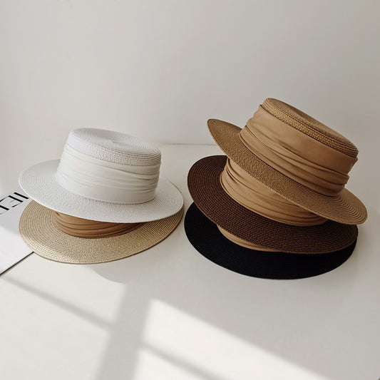 Chapeau de paille plat, Tressé Style Français