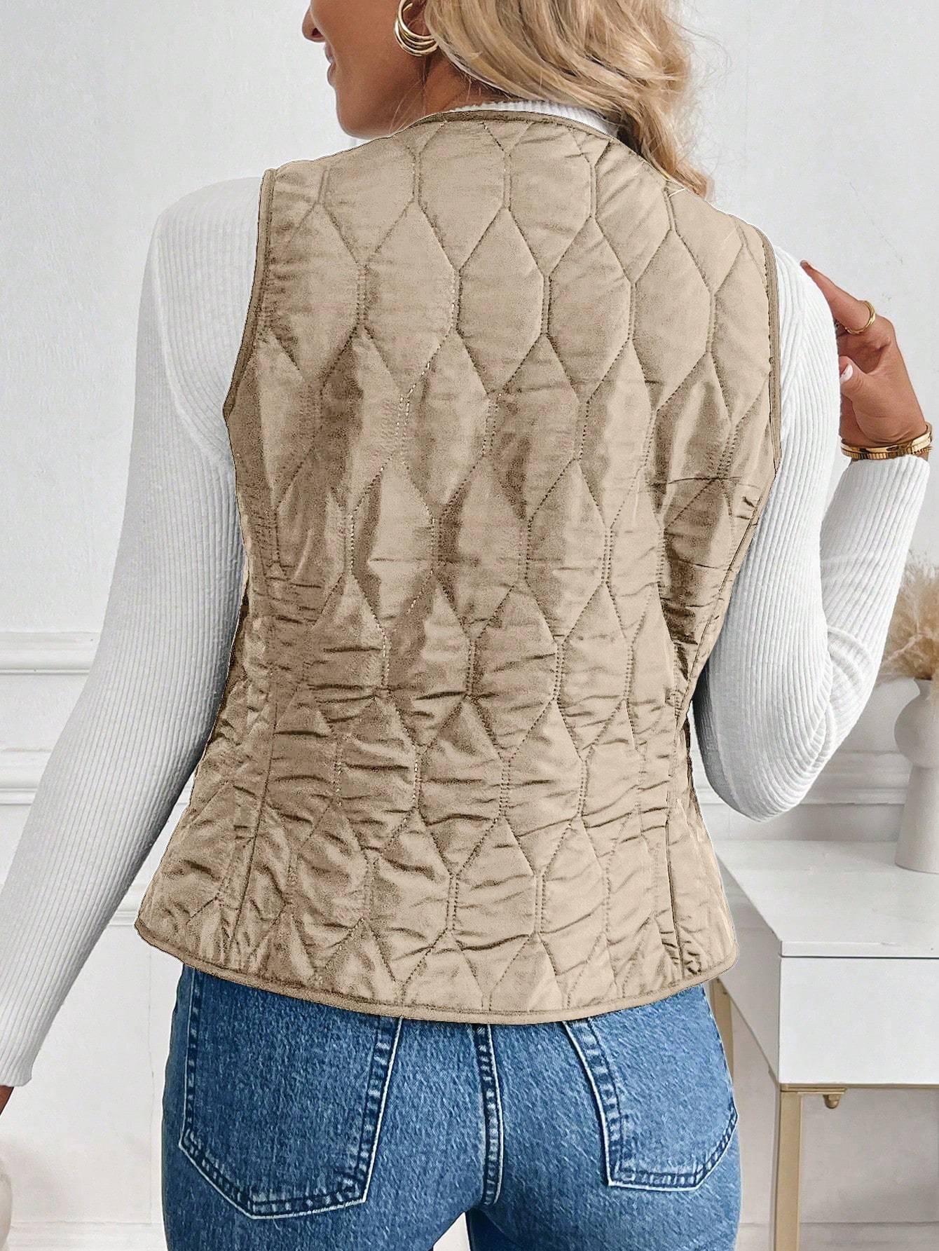 Doudoune Sans Manches Hiver avec Doublure en Peluche