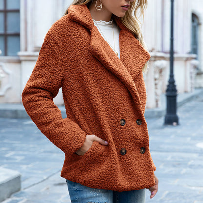 Manteau Douillet Femme  Col Revers & Boutons Coupe Ample d’Hiver