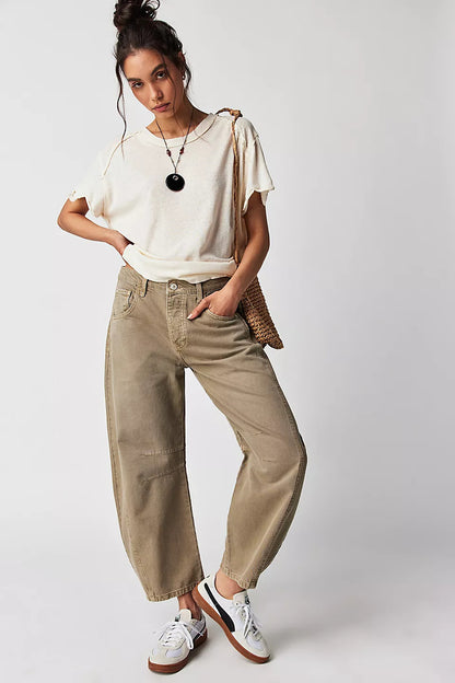 Jean taille mi- haute extensible tendance