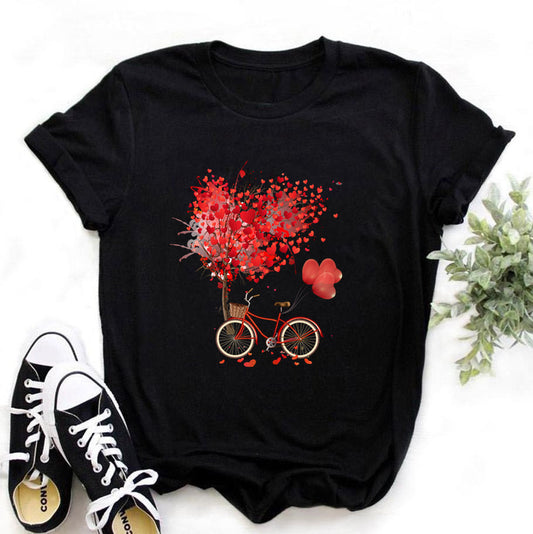 T-shirt noir à motif vélo