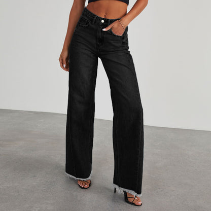 Jean taille haute, coupe slim confortable