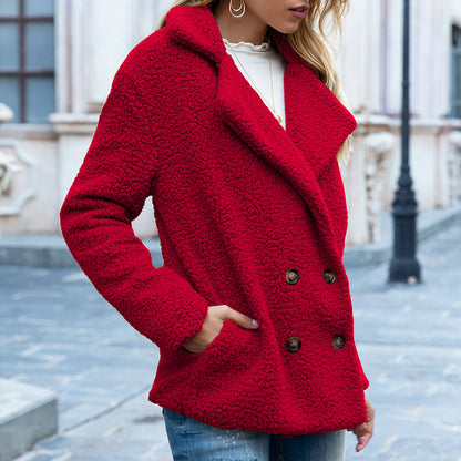 Manteau Douillet Femme  Col Revers & Boutons Coupe Ample d’Hiver