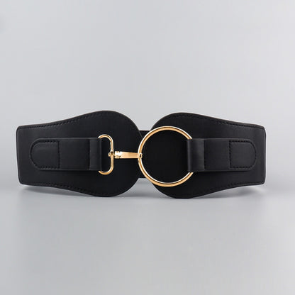 Ceinture large en cuir PU, simple et tendance