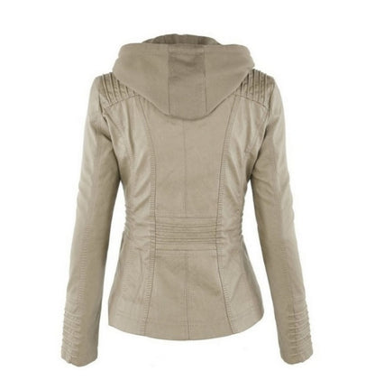 Veste Similicuir – Capuche Amovible, Zippée & Élégance Urbaine