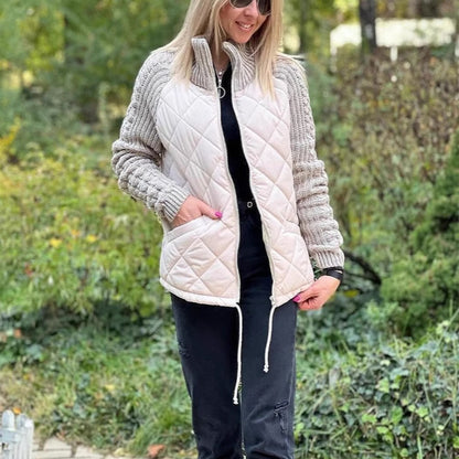 Veste Matelassée – Col Montant, Zippée & Poches Latérales