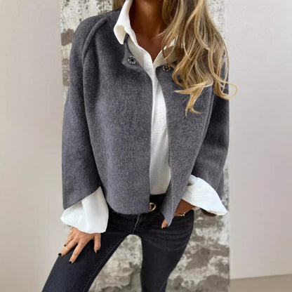 Cardigan Court Femme – Manches Chauve-Souris & Finition Cachemire