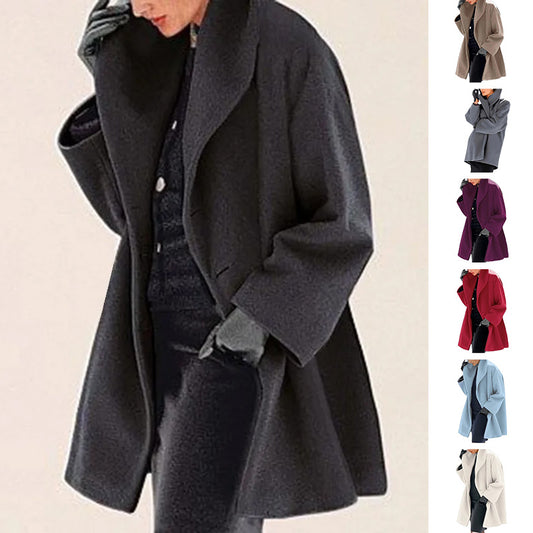 Manteau en laine, style décontracté et uni, idéal pour l'automne et l'hiver