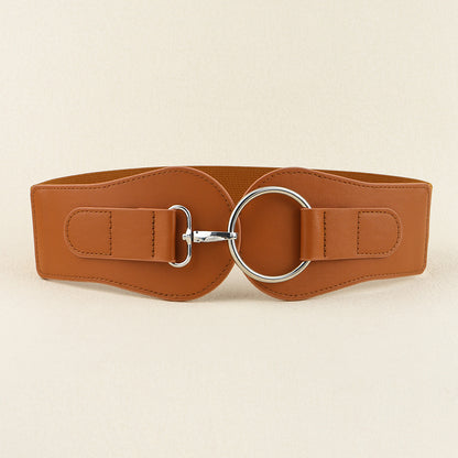 Ceinture large en cuir PU, simple et tendance