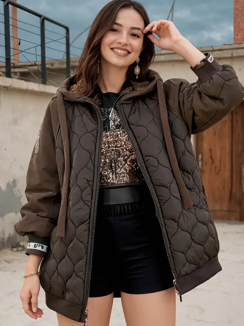 Veste Longue Femme – Style Urbain à Capuche & Coupe Ample
