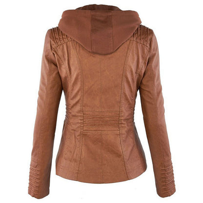 Veste Similicuir – Capuche Amovible, Zippée & Élégance Urbaine