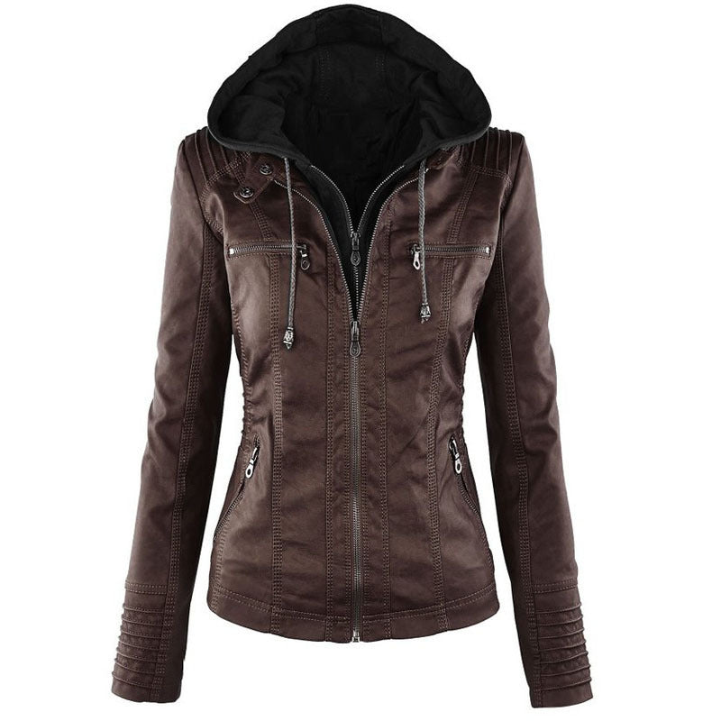 Veste Similicuir – Capuche Amovible, Zippée & Élégance Urbaine