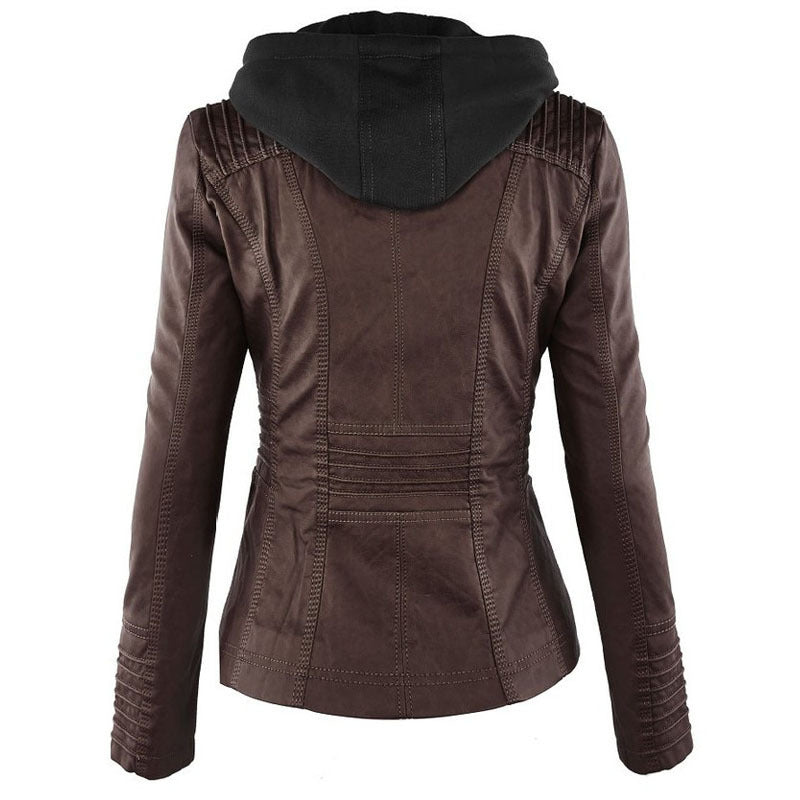 Veste Similicuir – Capuche Amovible, Zippée & Élégance Urbaine