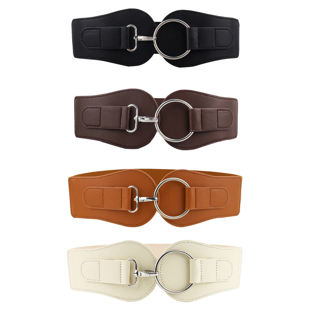 Ceinture large en cuir PU, simple et tendance