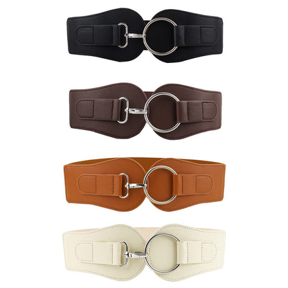 Ceinture large en cuir PU, simple et tendance