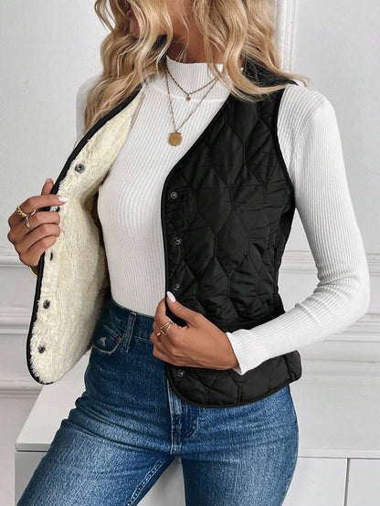 Doudoune Sans Manches Hiver avec Doublure en Peluche
