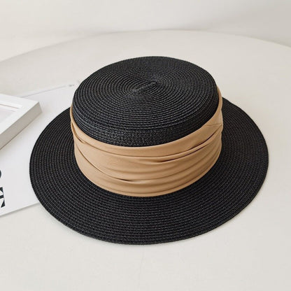 Chapeau de paille plat, Tressé Style Français