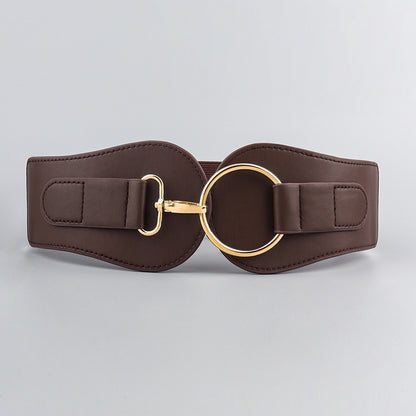 Ceinture large en cuir PU, simple et tendance
