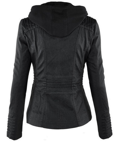 Veste Similicuir – Capuche Amovible, Zippée & Élégance Urbaine