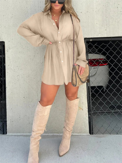 Combinaison à manches longues avec robe chemise boutonnée