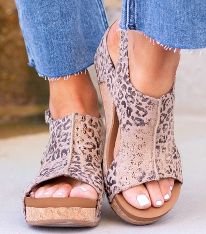 Sandales compensées à bout ouvert