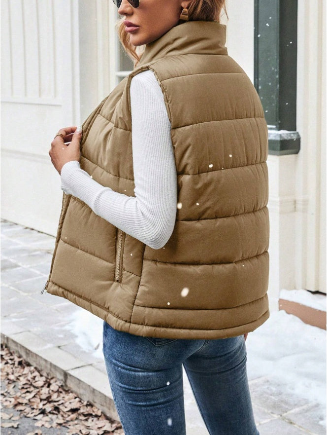 Gilet Matelassé Décontracté à Col Montant