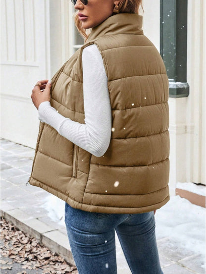 Gilet Matelassé Décontracté à Col Montant