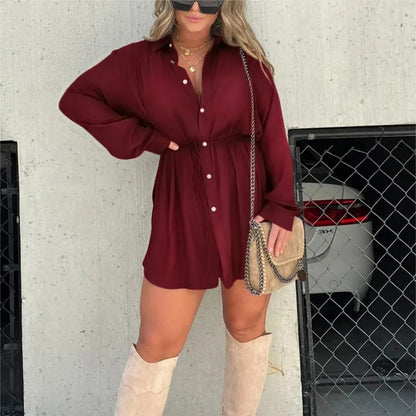 Combinaison à manches longues avec robe chemise boutonnée
