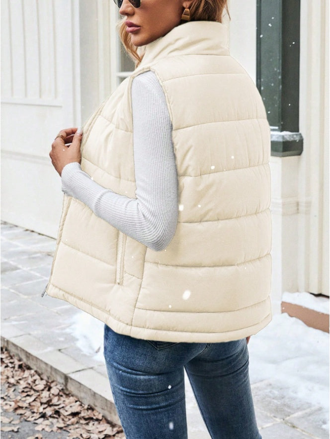 Gilet Matelassé Décontracté à Col Montant