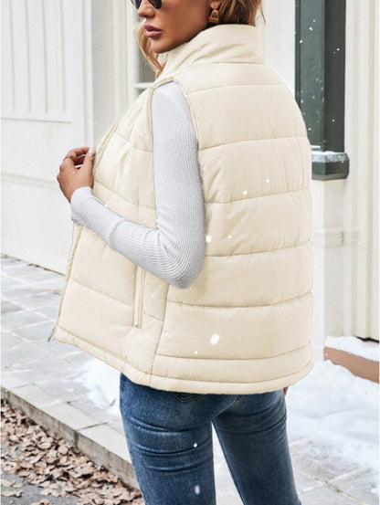Gilet Matelassé Décontracté à Col Montant