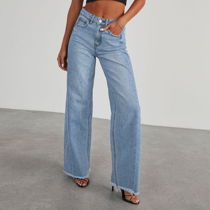 Jean taille haute, coupe slim confortable