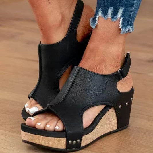 Sandales compensées à bout ouvert