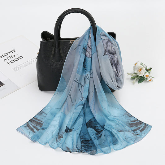 Foulard en soie  en mousseline fine