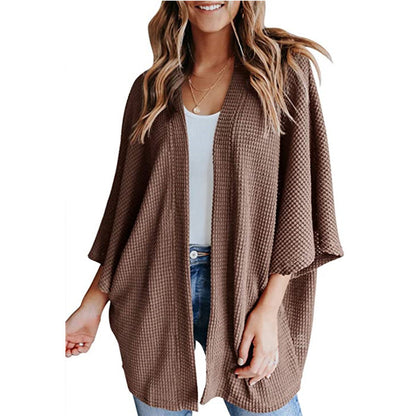 Cardigan gaufré à manches chauve-souris