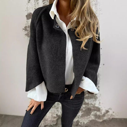 Cardigan Court Femme – Manches Chauve-Souris & Finition Cachemire
