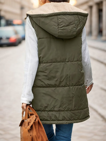 Gilet Réversible Sans Manches à Capuche – Finition Fourrure ÉLÉGANTE