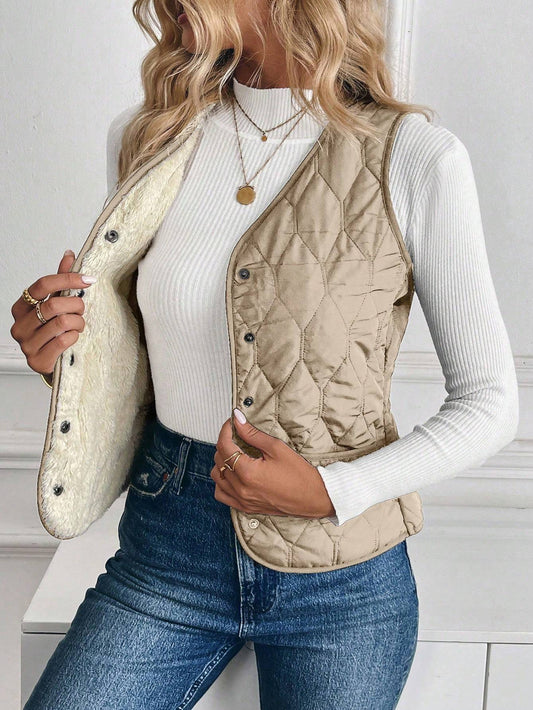 Doudoune Sans Manches Hiver avec Doublure en Peluche
