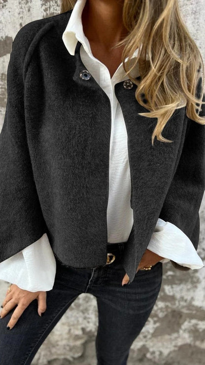 Cardigan Court Femme – Manches Chauve-Souris & Finition Cachemire