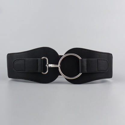 Ceinture large en cuir PU, simple et tendance