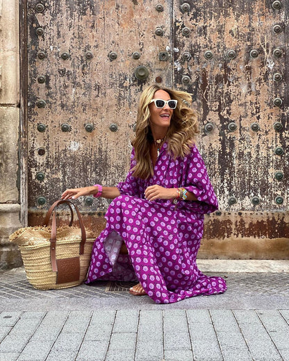Robe bohème vintage, élégante, décontractée.