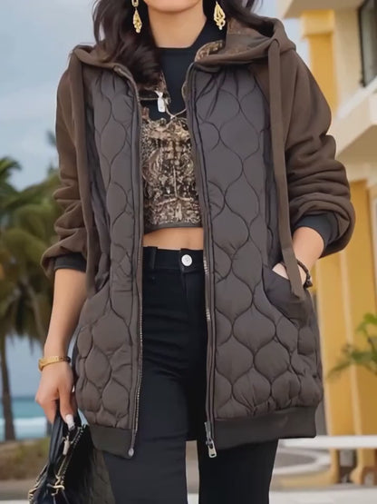 Veste Longue Femme – Style Urbain à Capuche & Coupe Ample